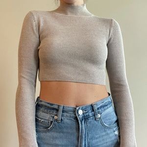 Tan turtle neck sweater crop